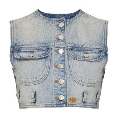 Courrèges Multiflex denim cropped vest