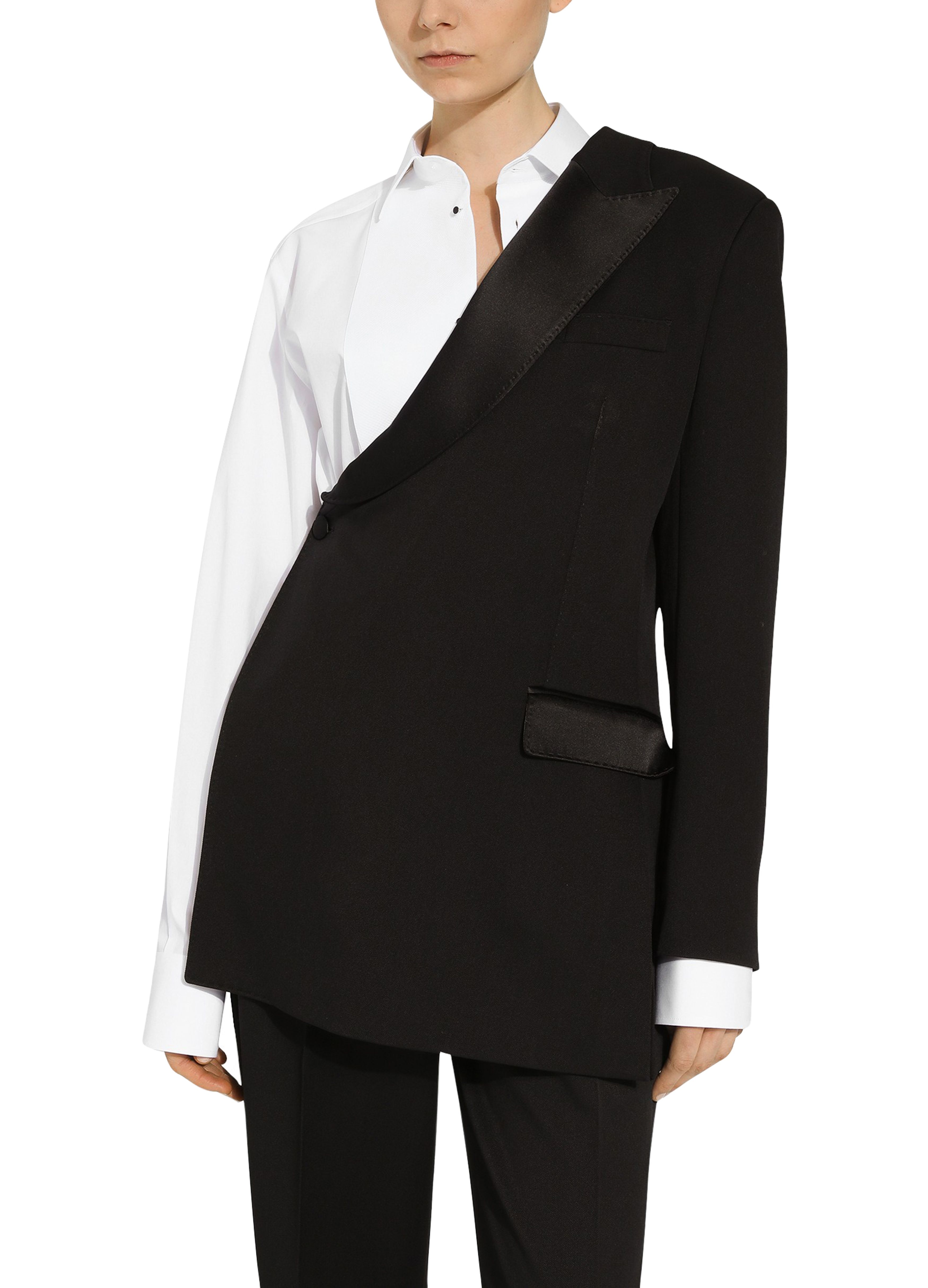 Dolce & Gabbana One-shoulder wool gabardine jacket