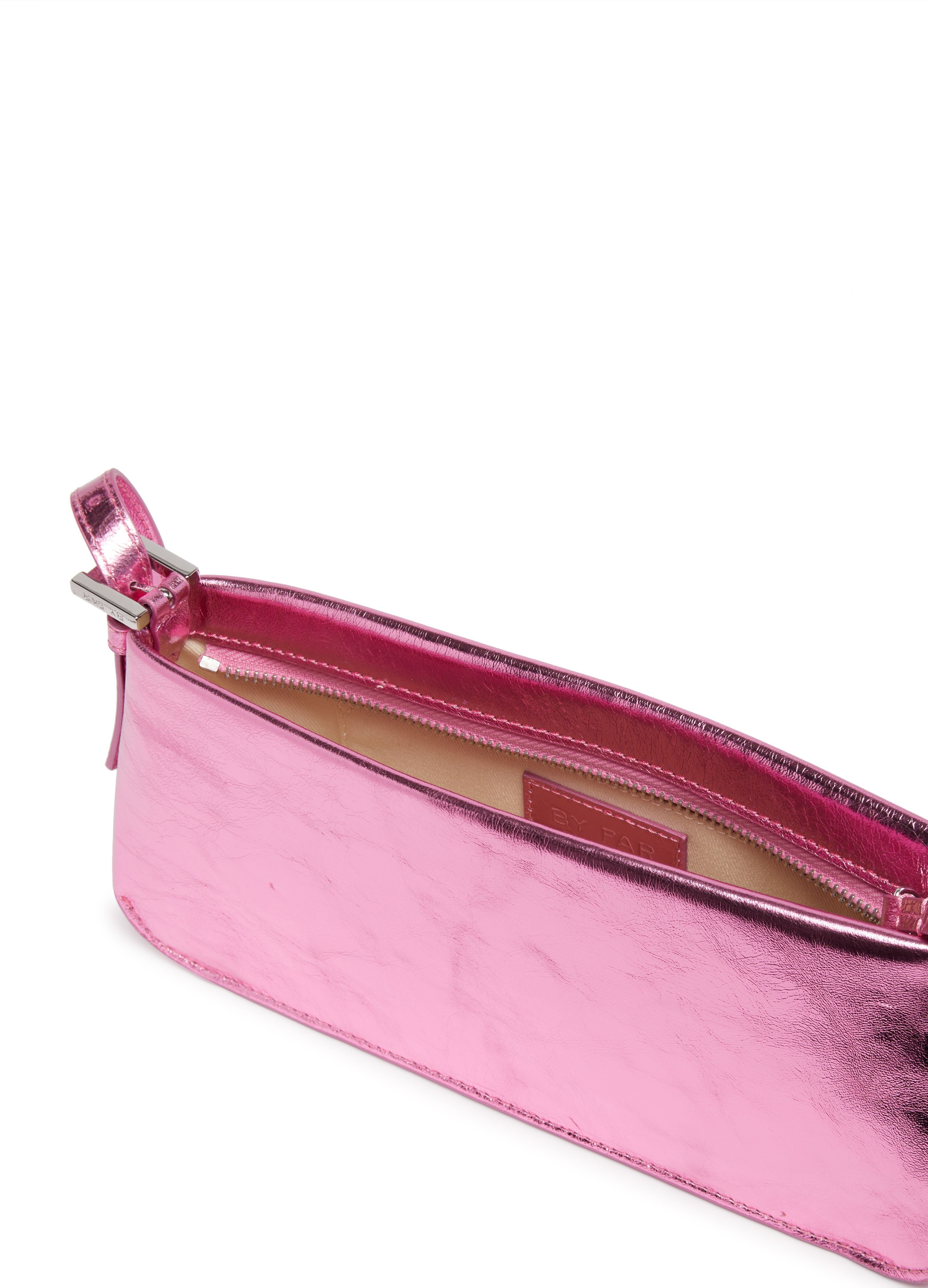 BY FAR Dulce lipstick metallic leather bag