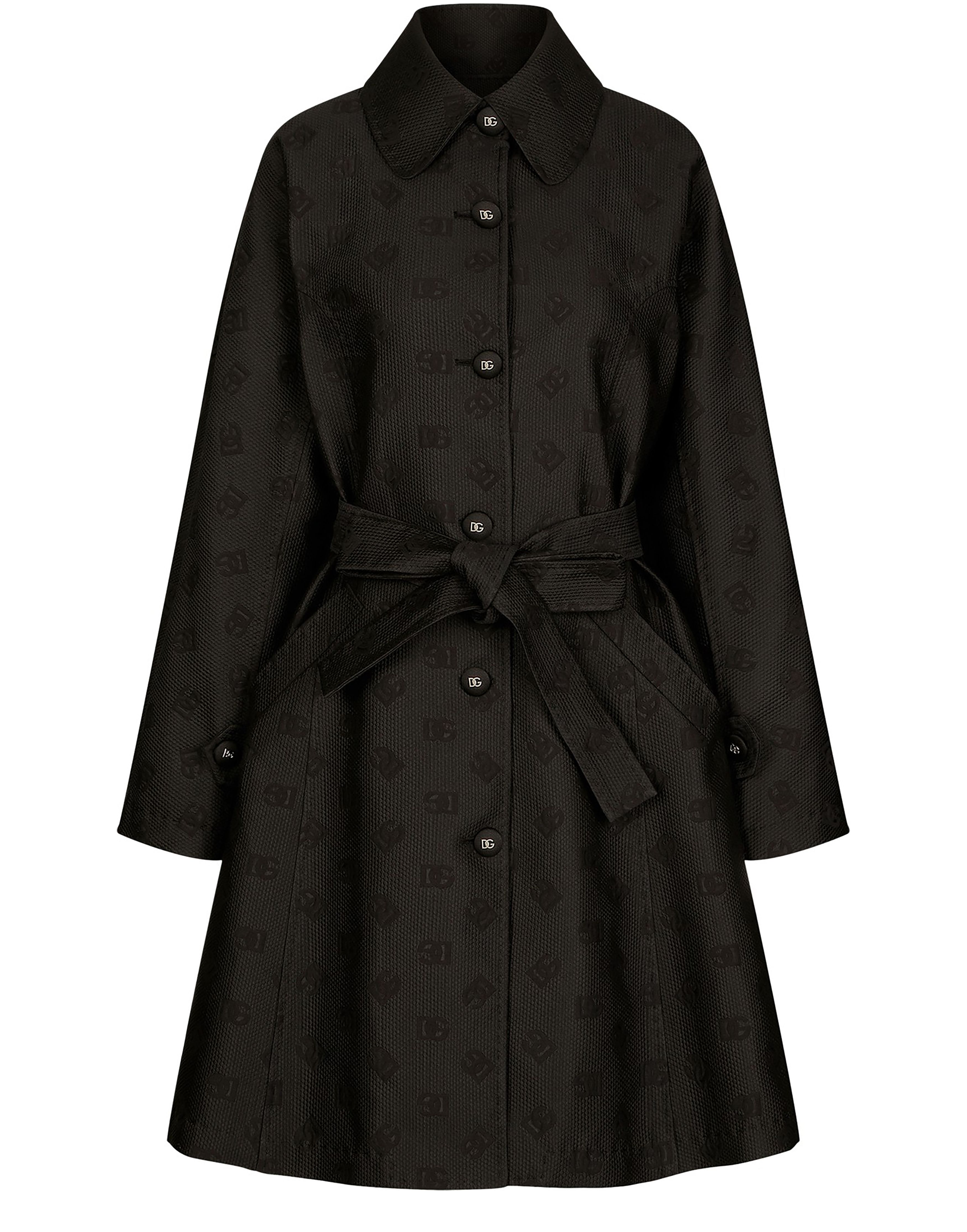 Dolce & Gabbana Belted jacquard coat with DG logo