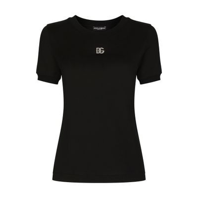 Dolce & Gabbana Jersey T-shirt with crystal DG embellishment