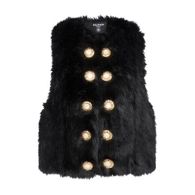 Balmain Sleeveless jacket in faux fur