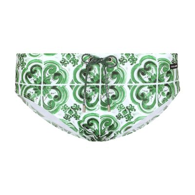 Dolce & Gabbana Majolica high-cut leg swim briefs