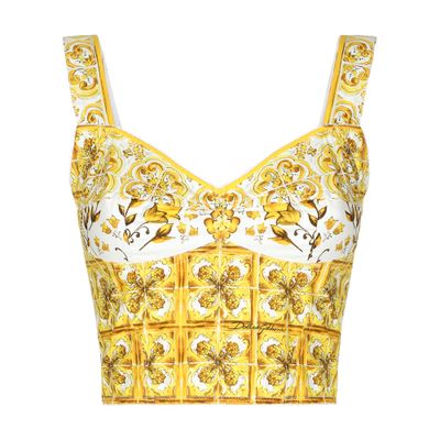 Dolce & Gabbana Majolica print cotton corset top