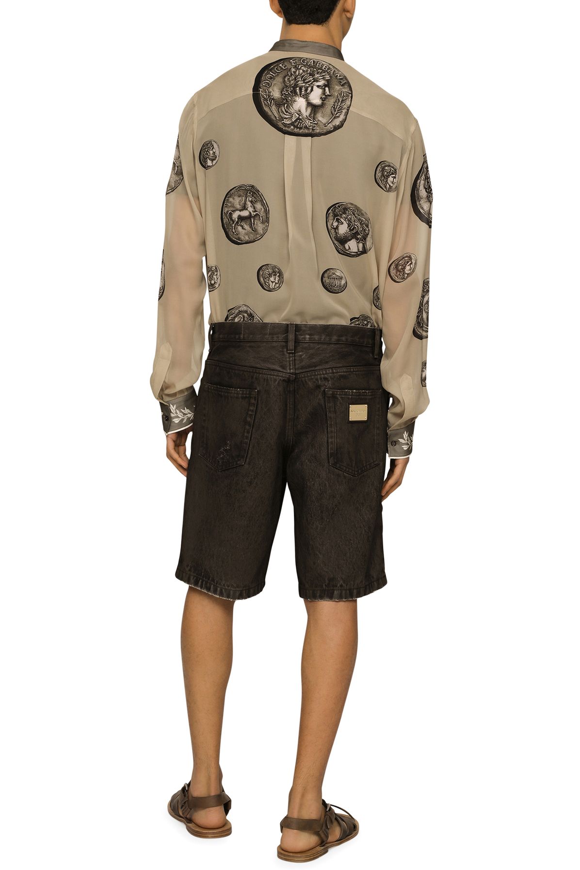 Dolce & Gabbana Washed and Overdye Jeans Cargo Bermuda Shorts with Distressed Details