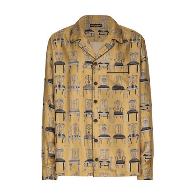 Dolce & Gabbana Silk twill shirt with seat print