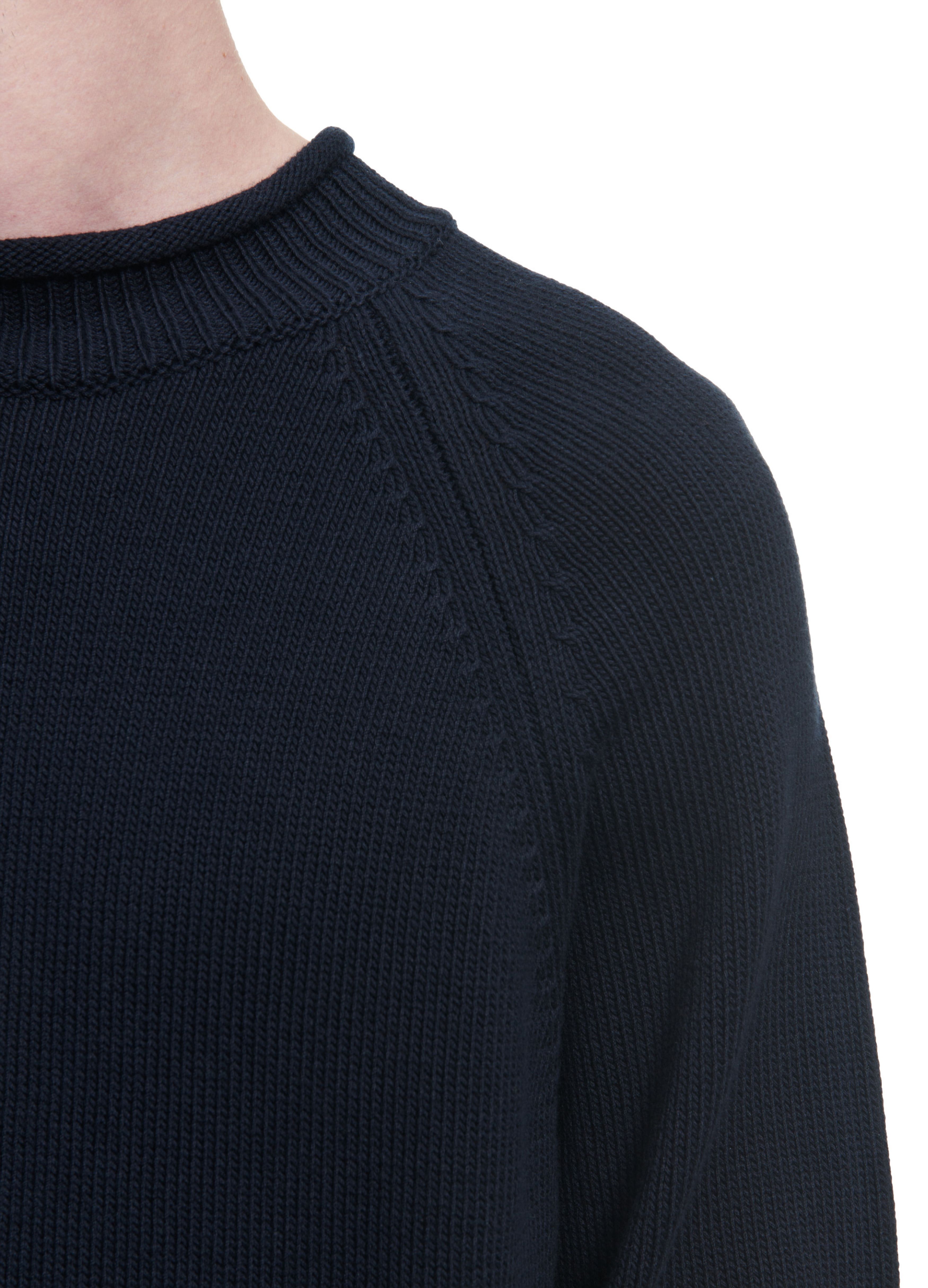  Cotton sweater with roll-hem neck