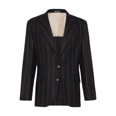 Brunello Cucinelli Cavallo chalk stripe unconstructed blazer