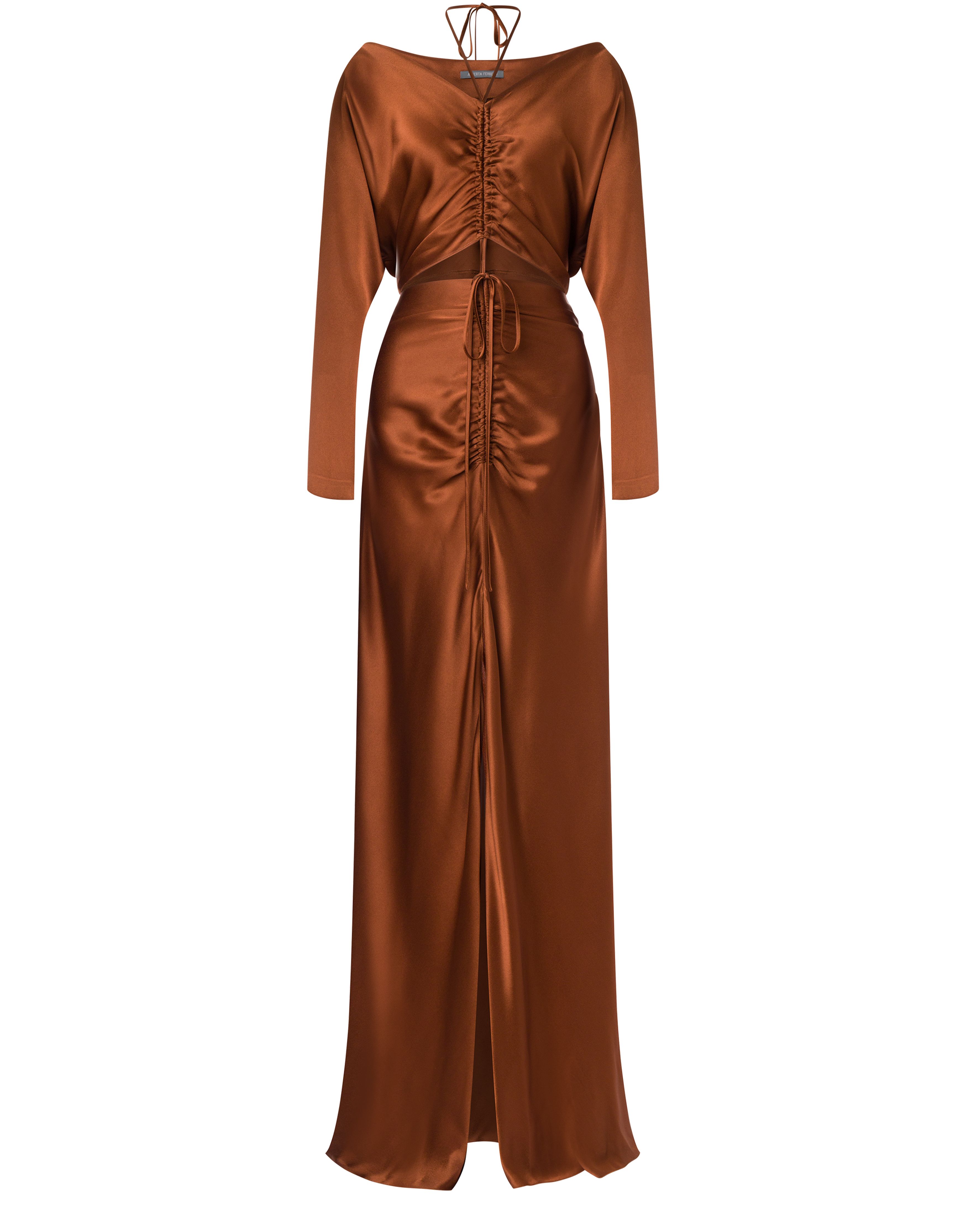 Alberta Ferretti Dress in satin with train and drawstring