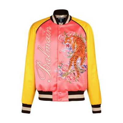 Balmain Embroidered tiger aviator jacket