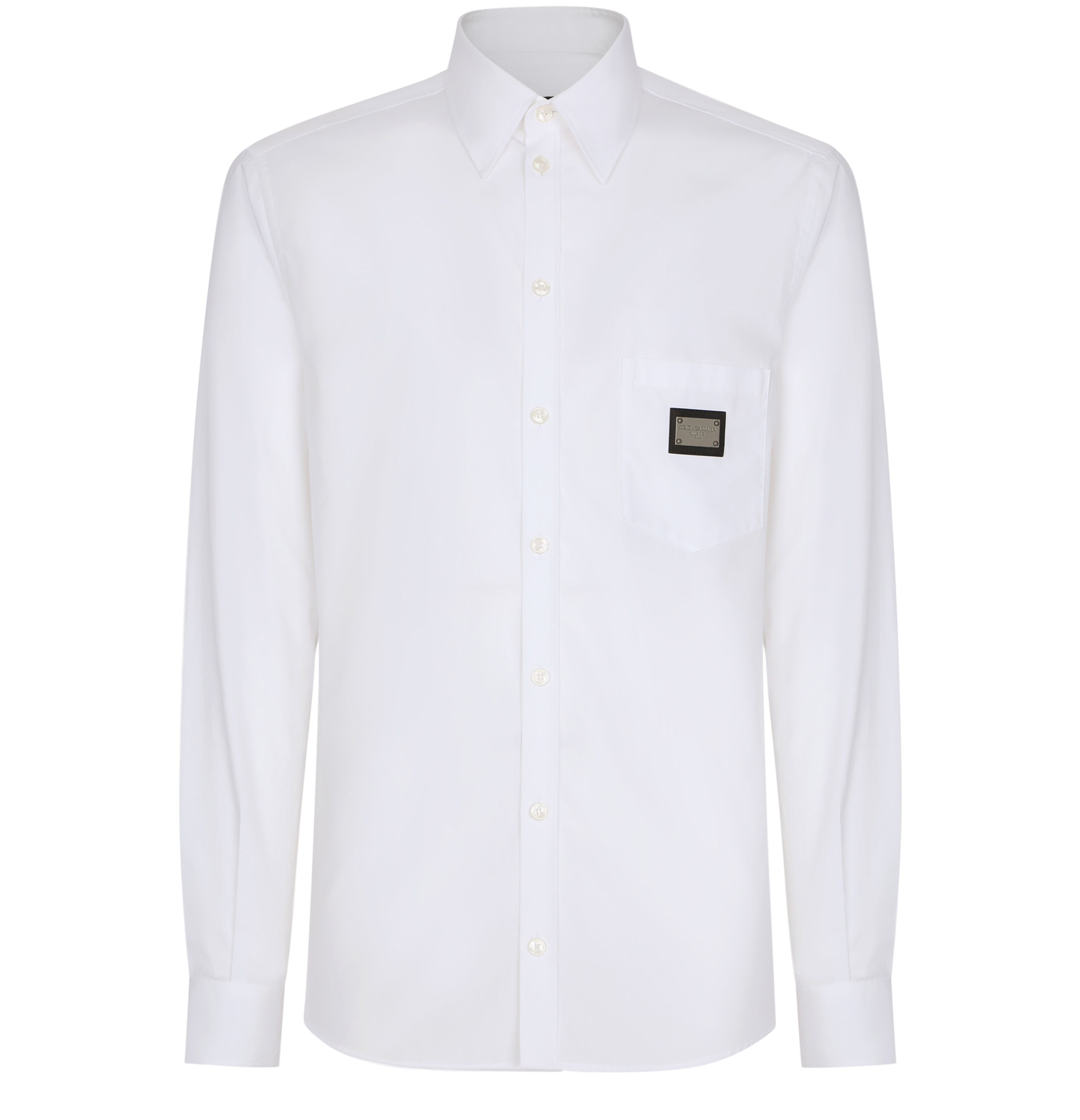 Dolce & Gabbana Cotton Martini-fit shirt with branded tag