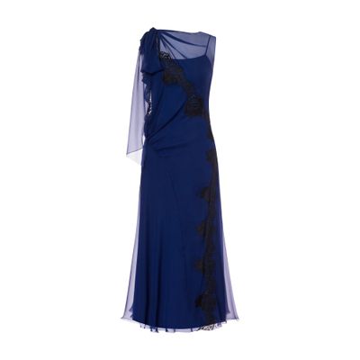 Alberta Ferretti Organic chiffon dress with lace