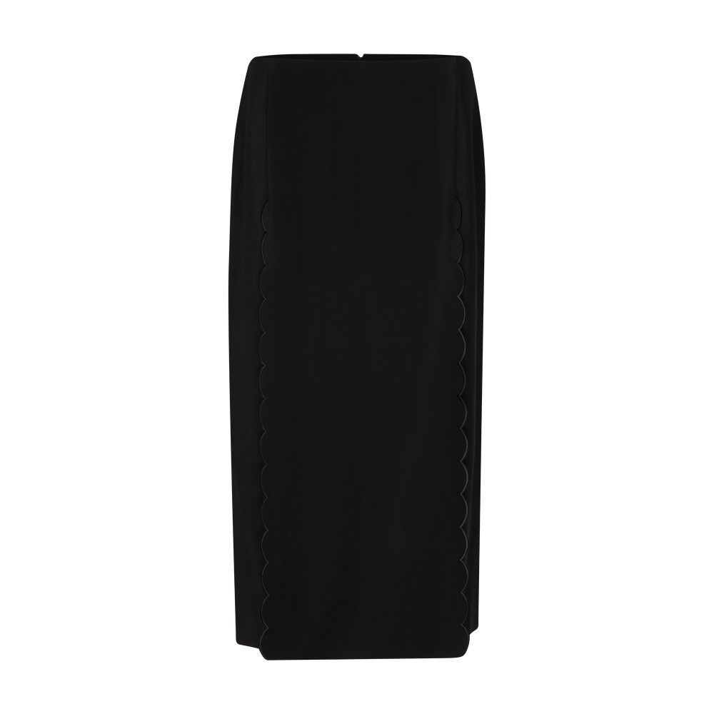 Chloé Straight flowing viscose skirt with embroidered scallops