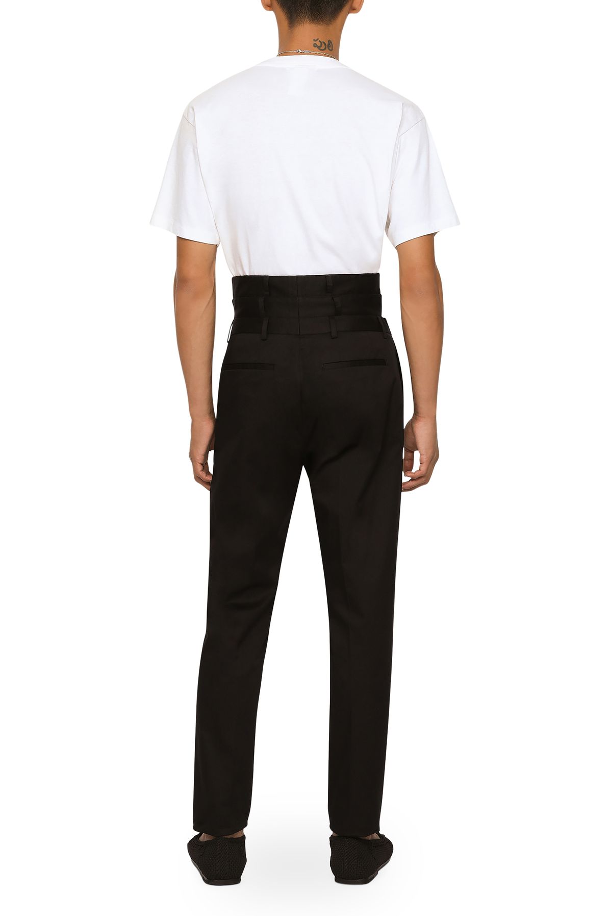 Dolce & Gabbana Tailored stretch cotton pants with double belt