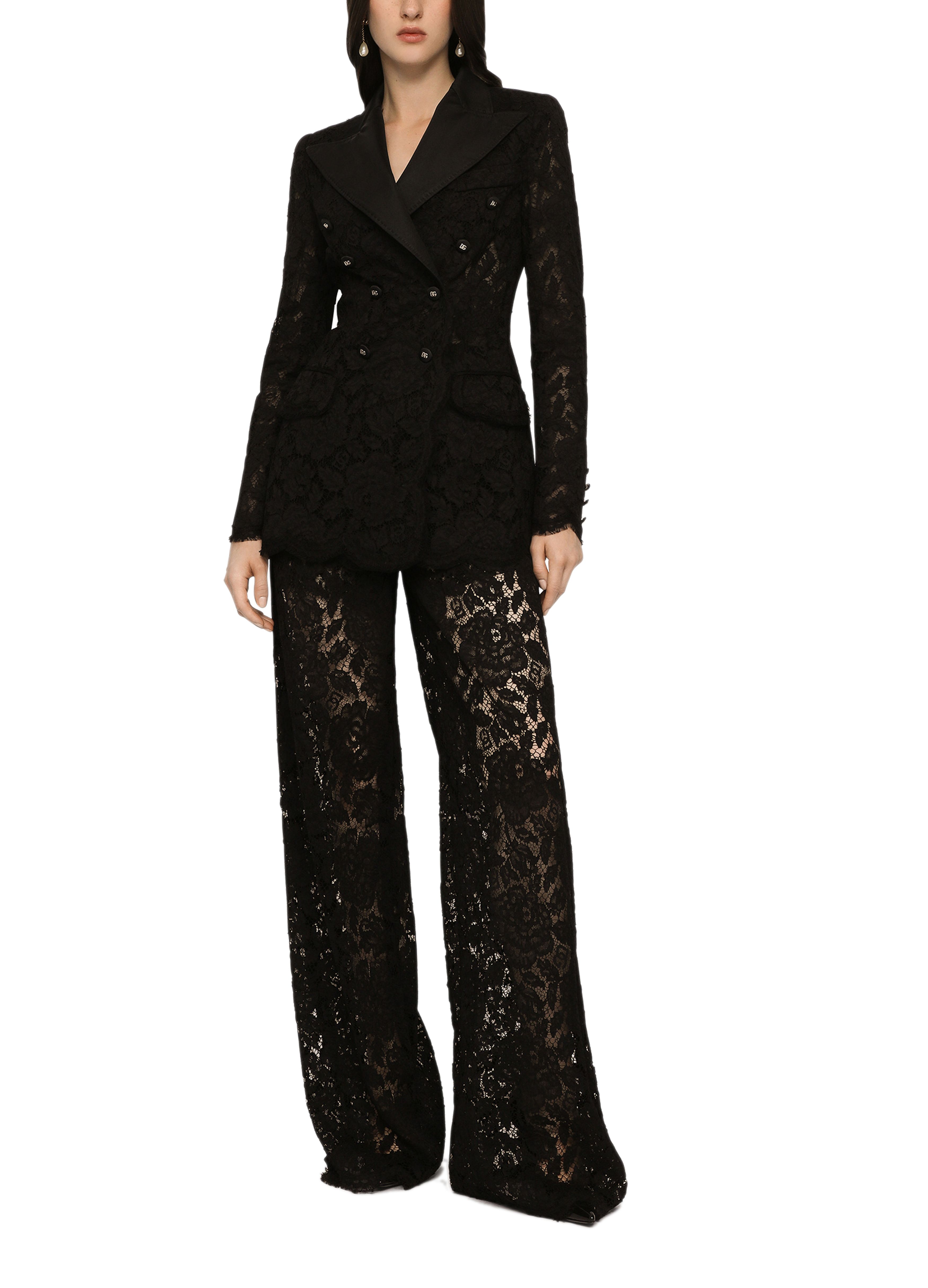 Dolce & Gabbana Branded stretch lace Turlington blazer