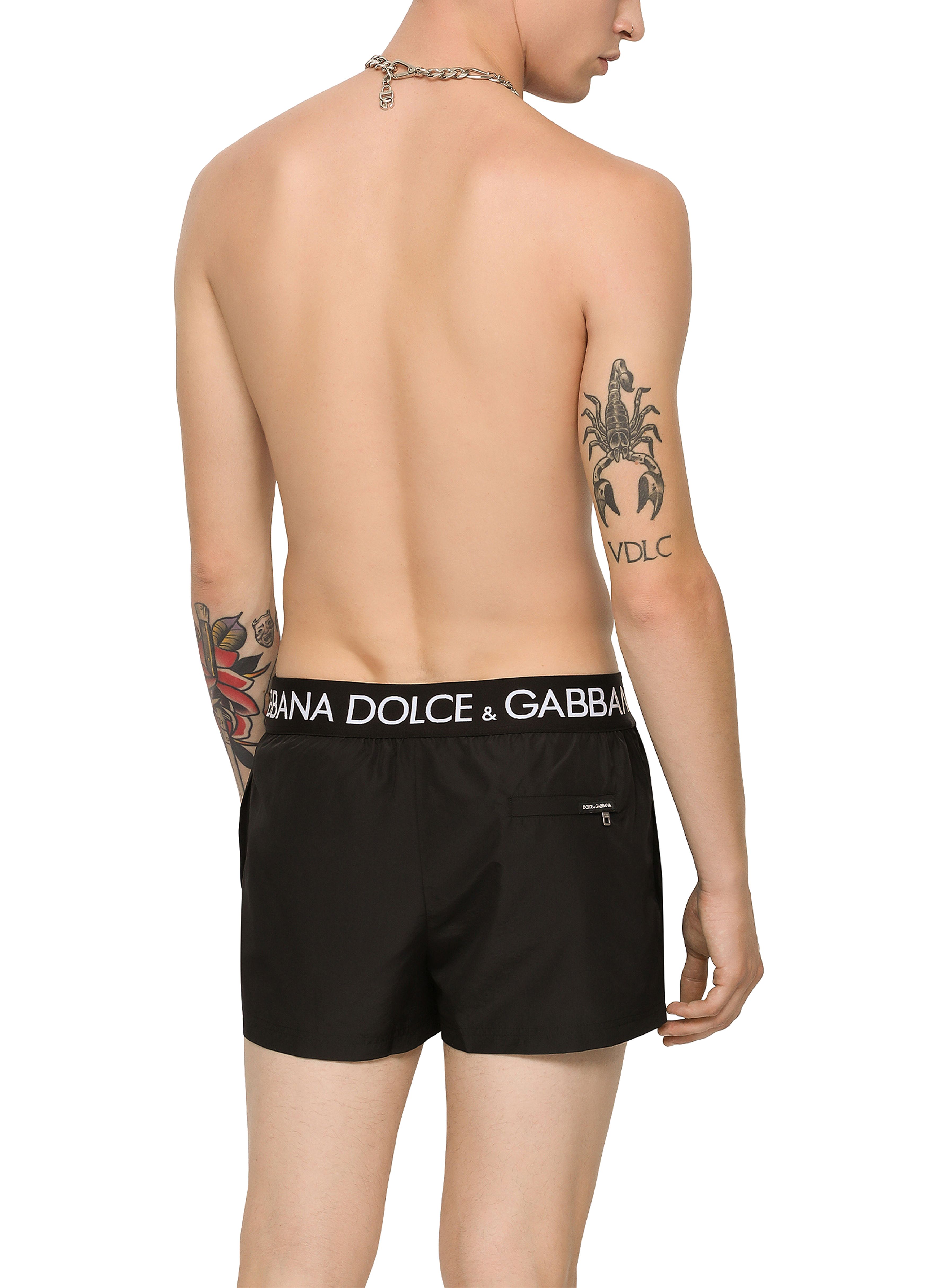 Dolce & Gabbana Short swim trunks with branded stretch waistband