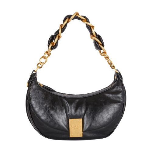 Balmain 1945 Soft Crumpled Leather Hobo Bag