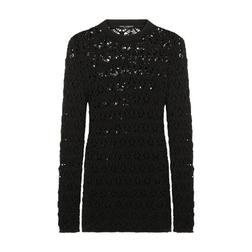 Dolce & Gabbana Round-neck wool lace-stitch top