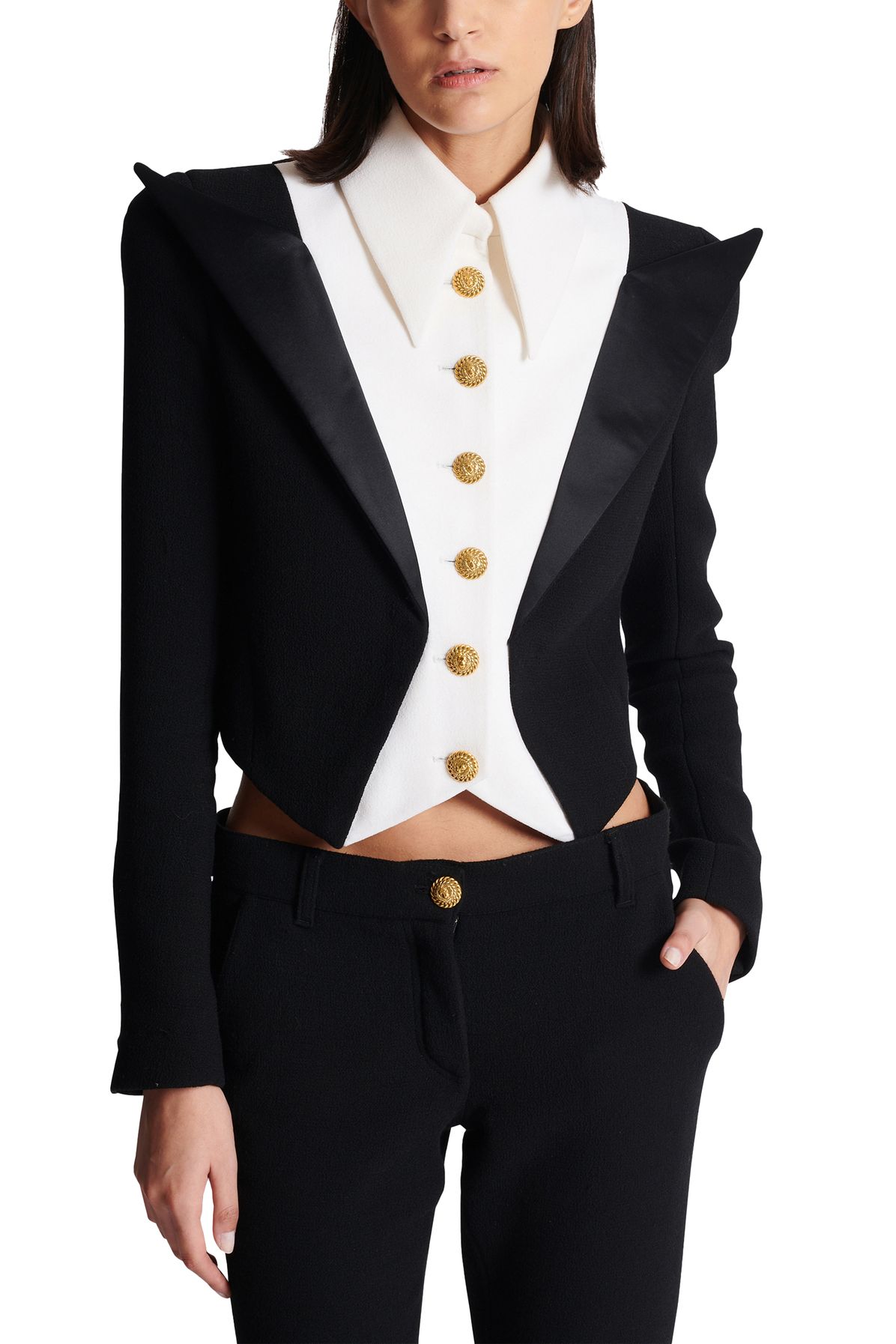 Balmain Short 6-Button Crepe Jacket