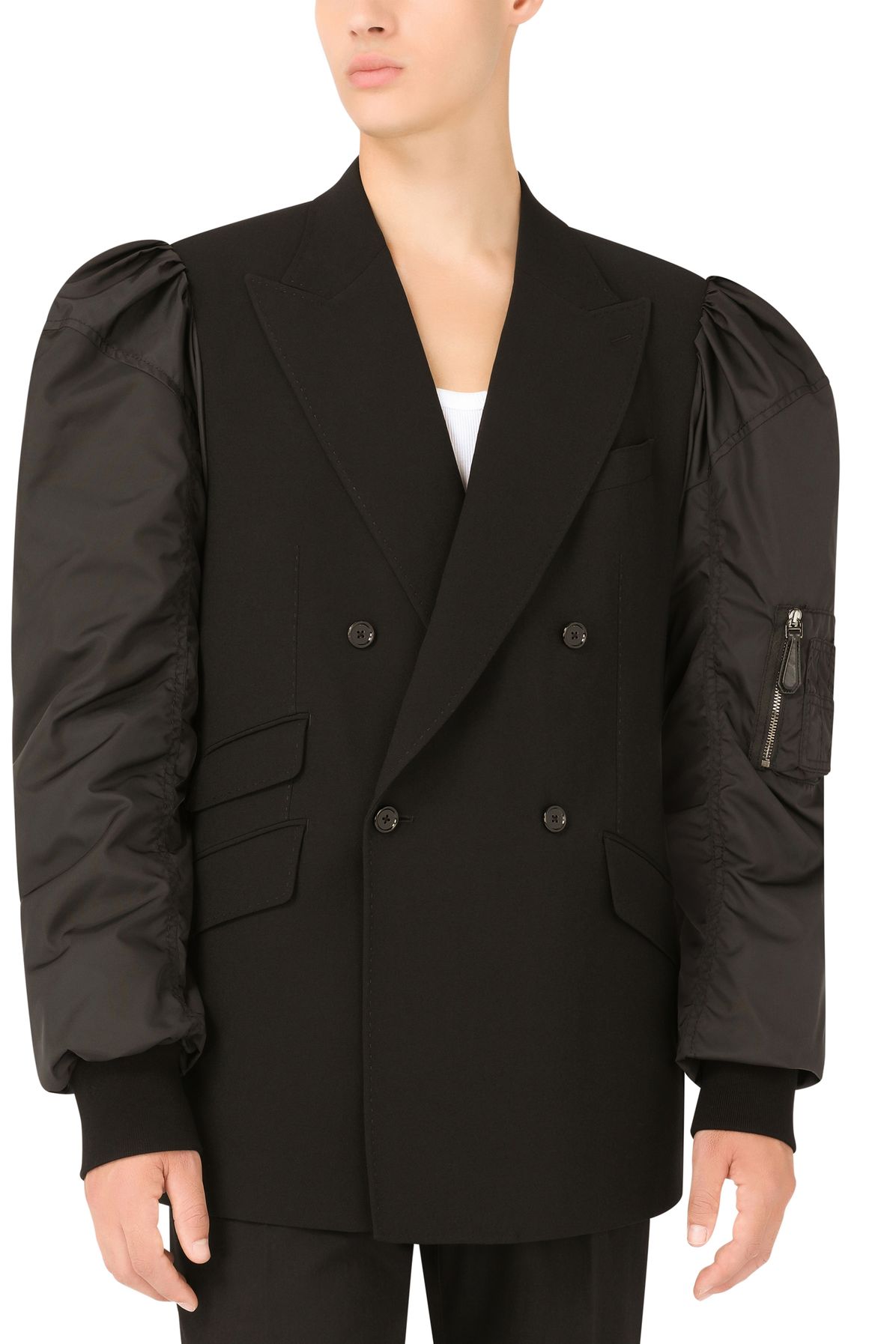 Dolce & Gabbana Deconstructed Sicilia-fit jacket with nylon sleeves