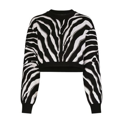 Dolce & Gabbana Cropped zebra jacquard silk sweater