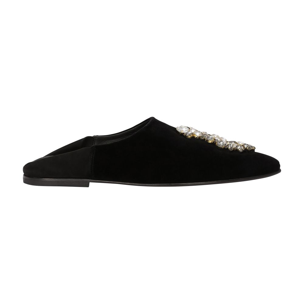 Dolce & Gabbana Velvet slippers with brooch embellishment