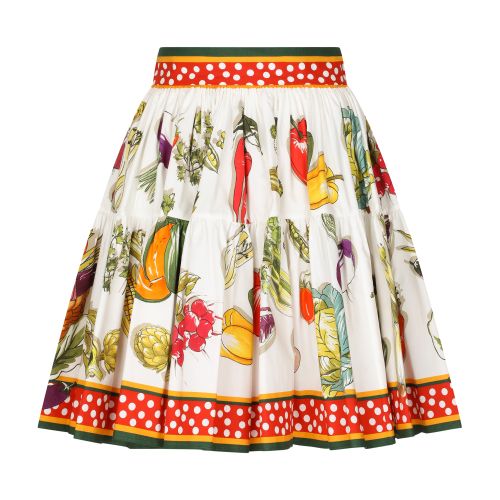 Dolce & Gabbana Short poplin circle skirt with vegetable print