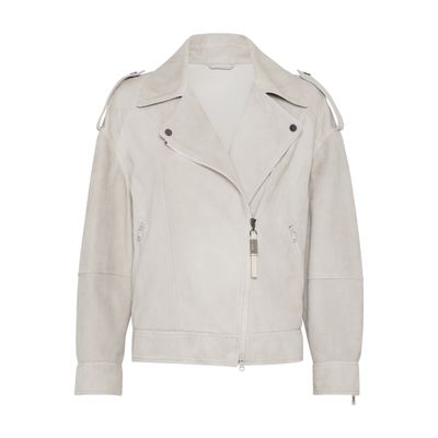 Brunello Cucinelli Suede biker jacket