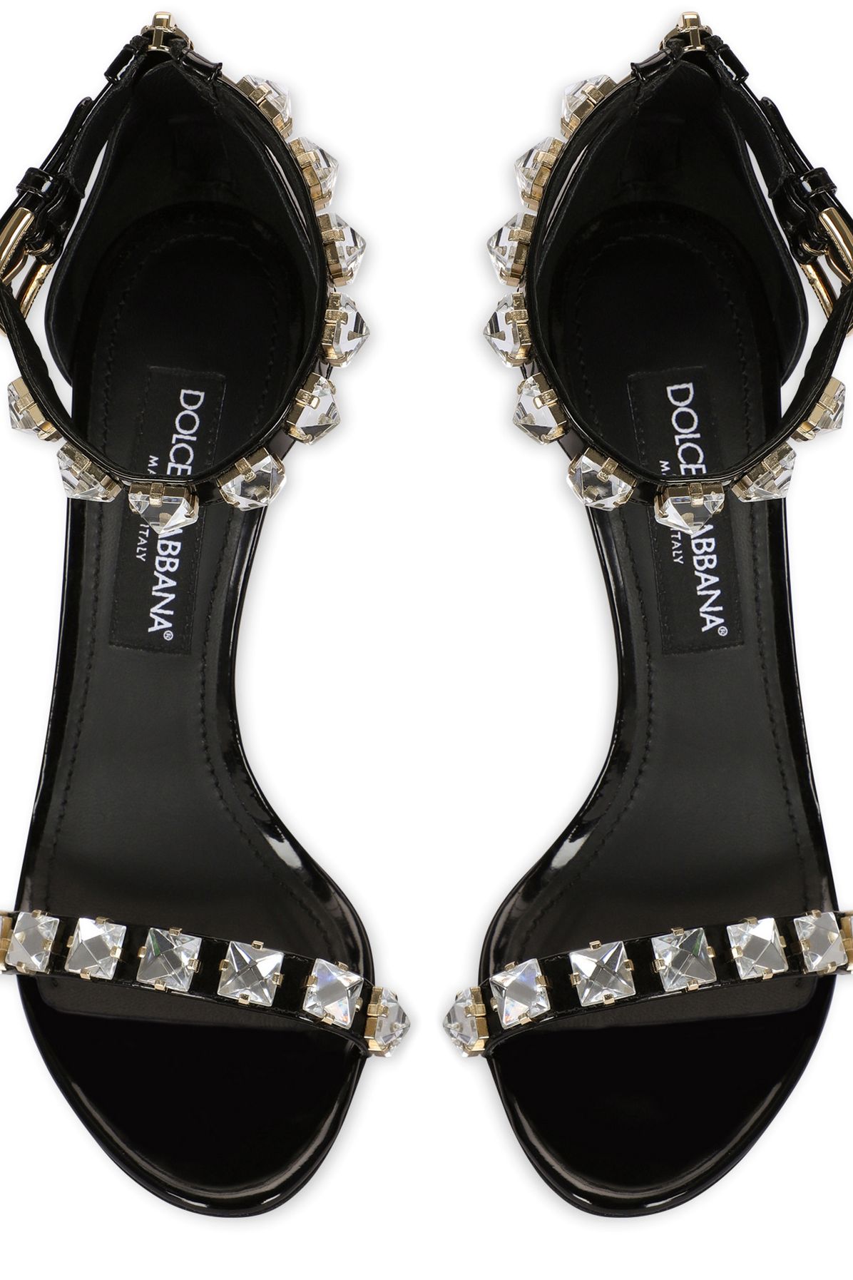 Dolce & Gabbana Polished calfskin sandals with rhinestones