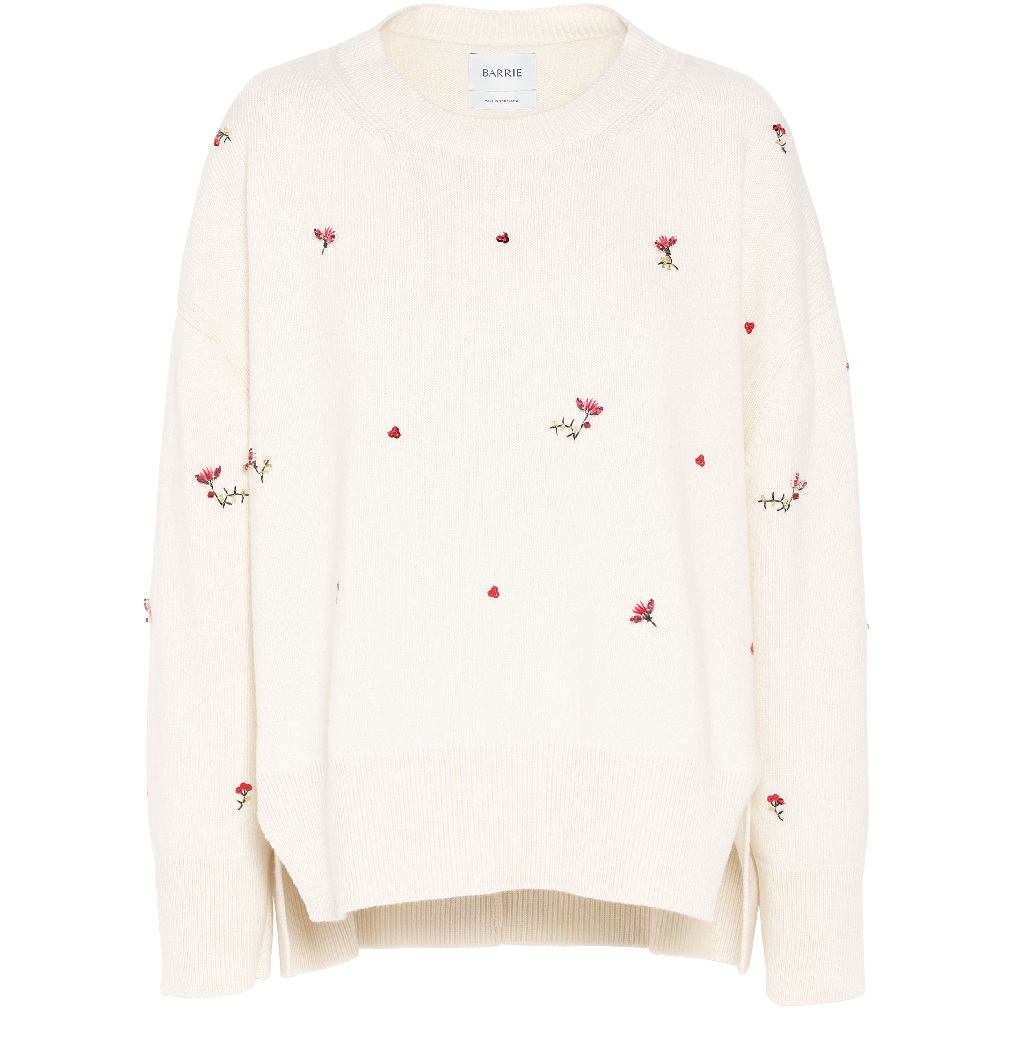 Barrie Iconic oversized jumper in cashmere with floral embroidery