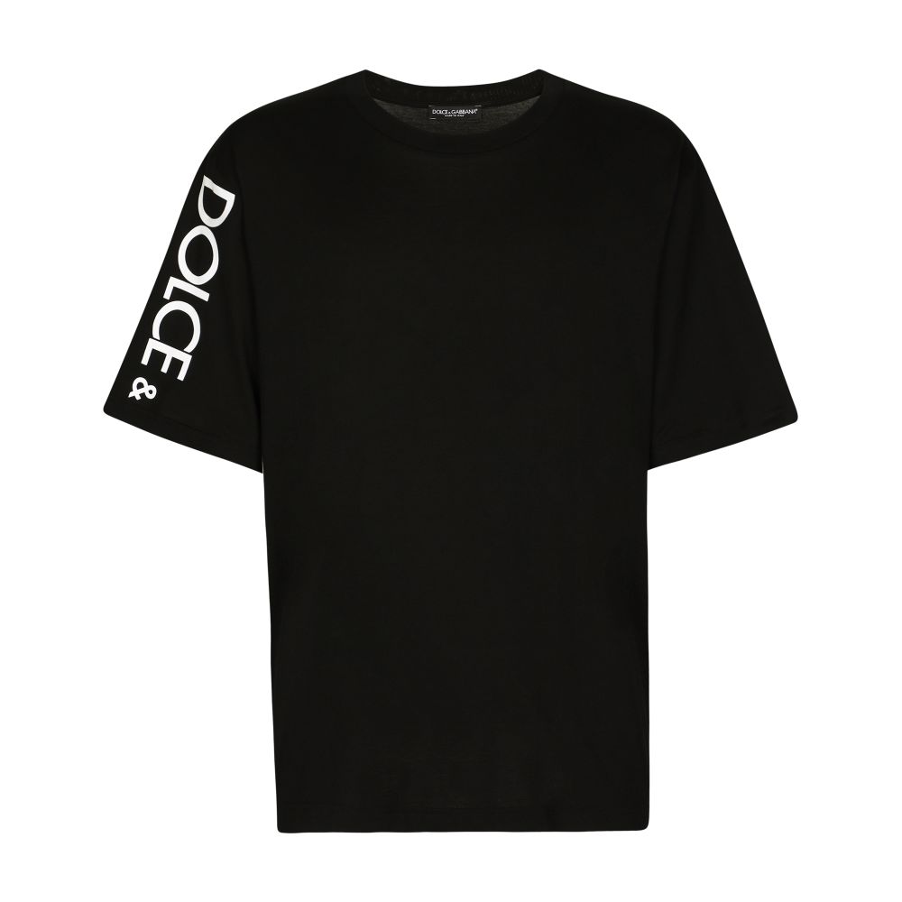 Dolce & Gabbana Cotton round-neck T-shirt with Dolce & Gabbana print