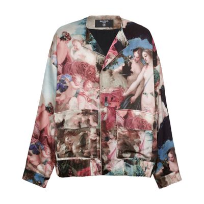 Balmain Pastel print satin varsity jacket