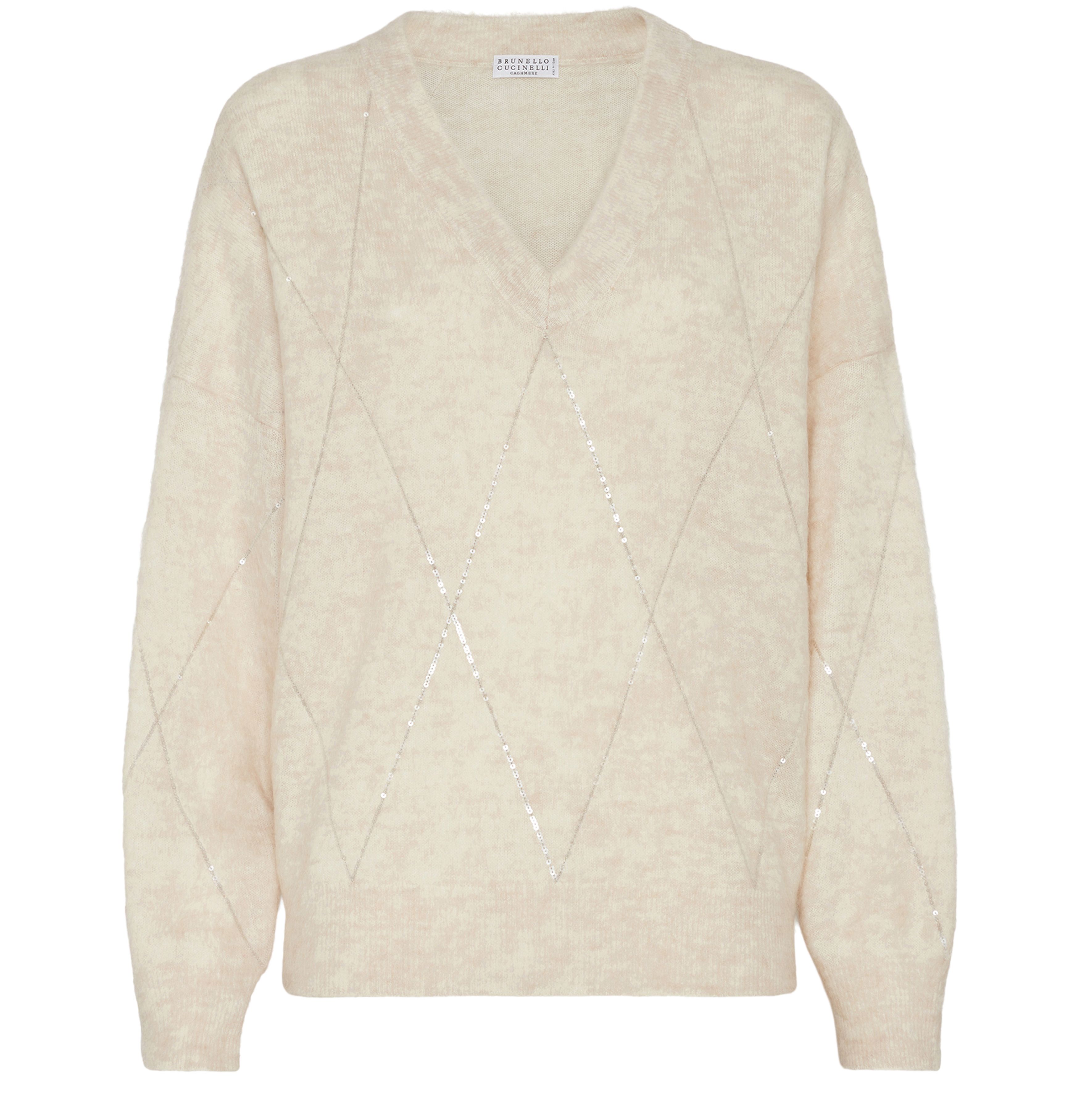 Brunello Cucinelli Sweater with Dazzling Argyle Embroidery