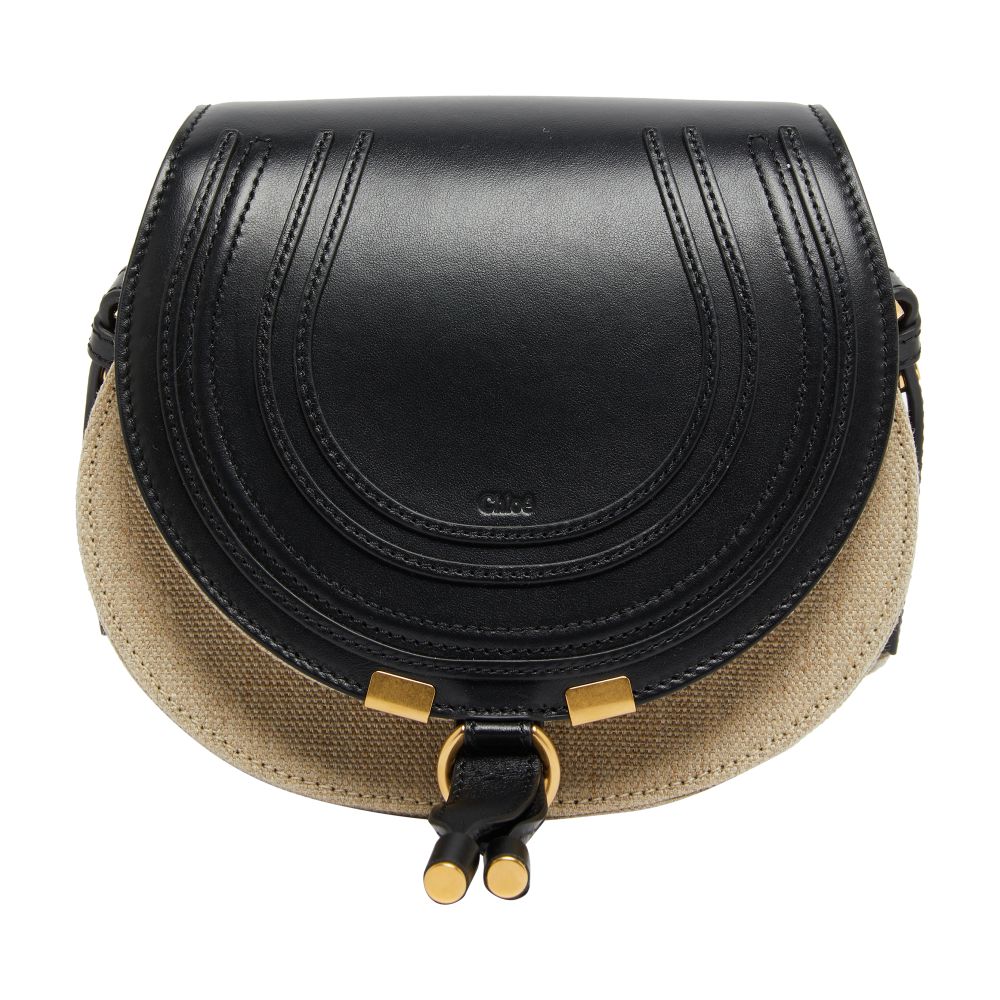 Chloé Marcie small linen and smooth leather shoulder bag