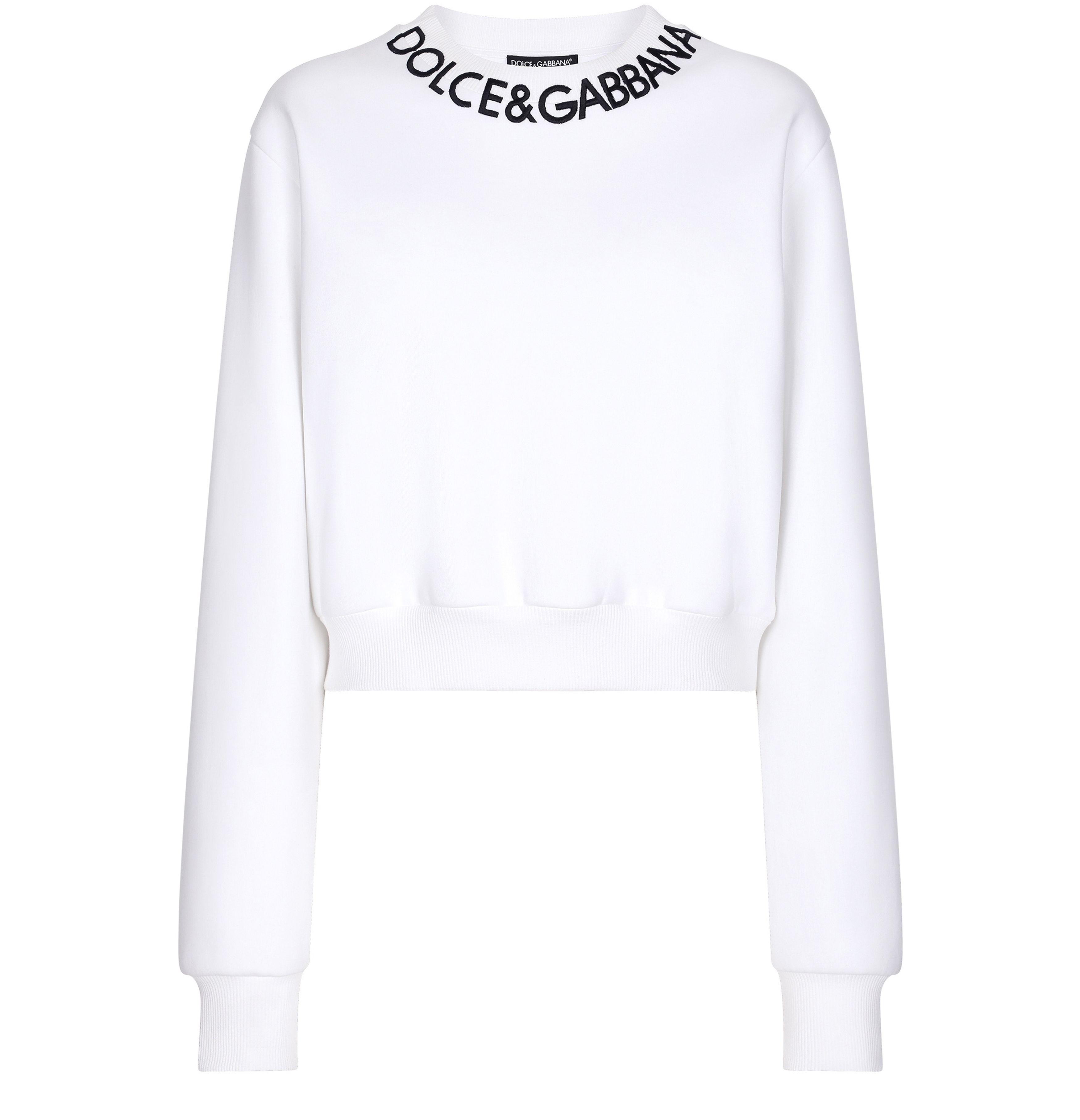 Dolce & Gabbana Cropped jersey sweatshirt with logo embroidery on neck