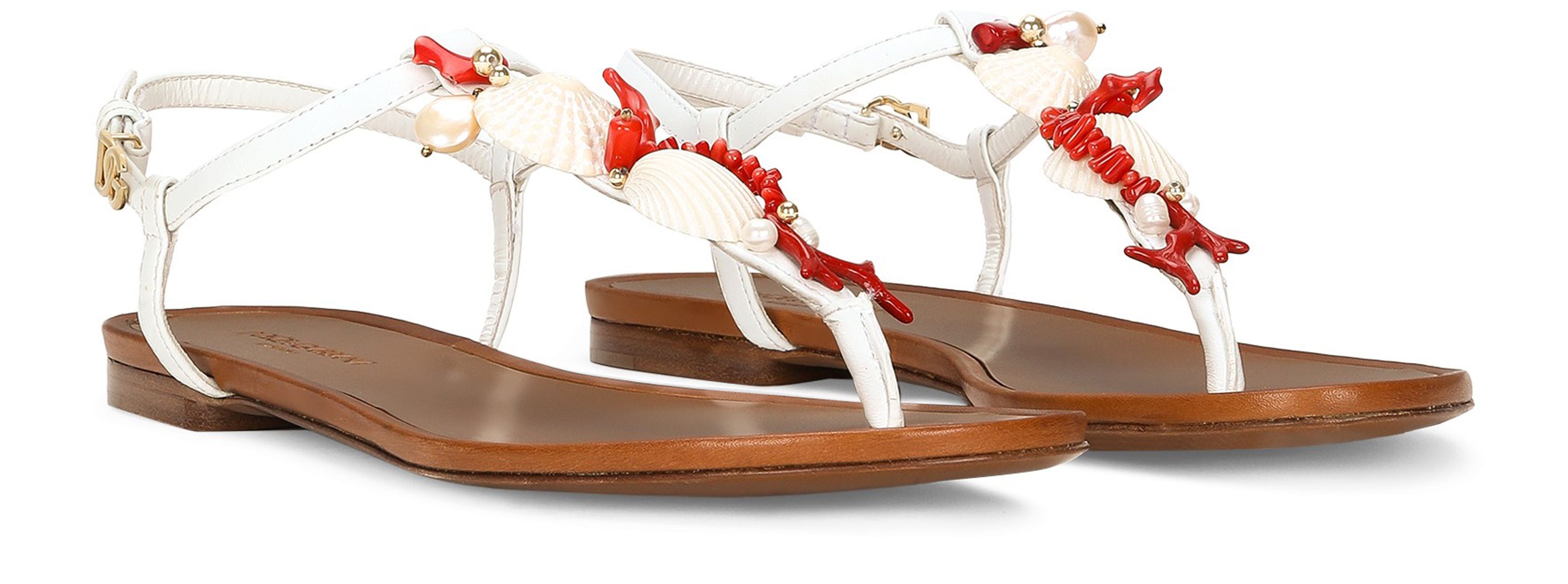 Dolce & Gabbana Nappa leather sandals with coral