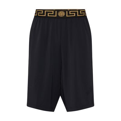 Versace Long surf shorts with Greca trim