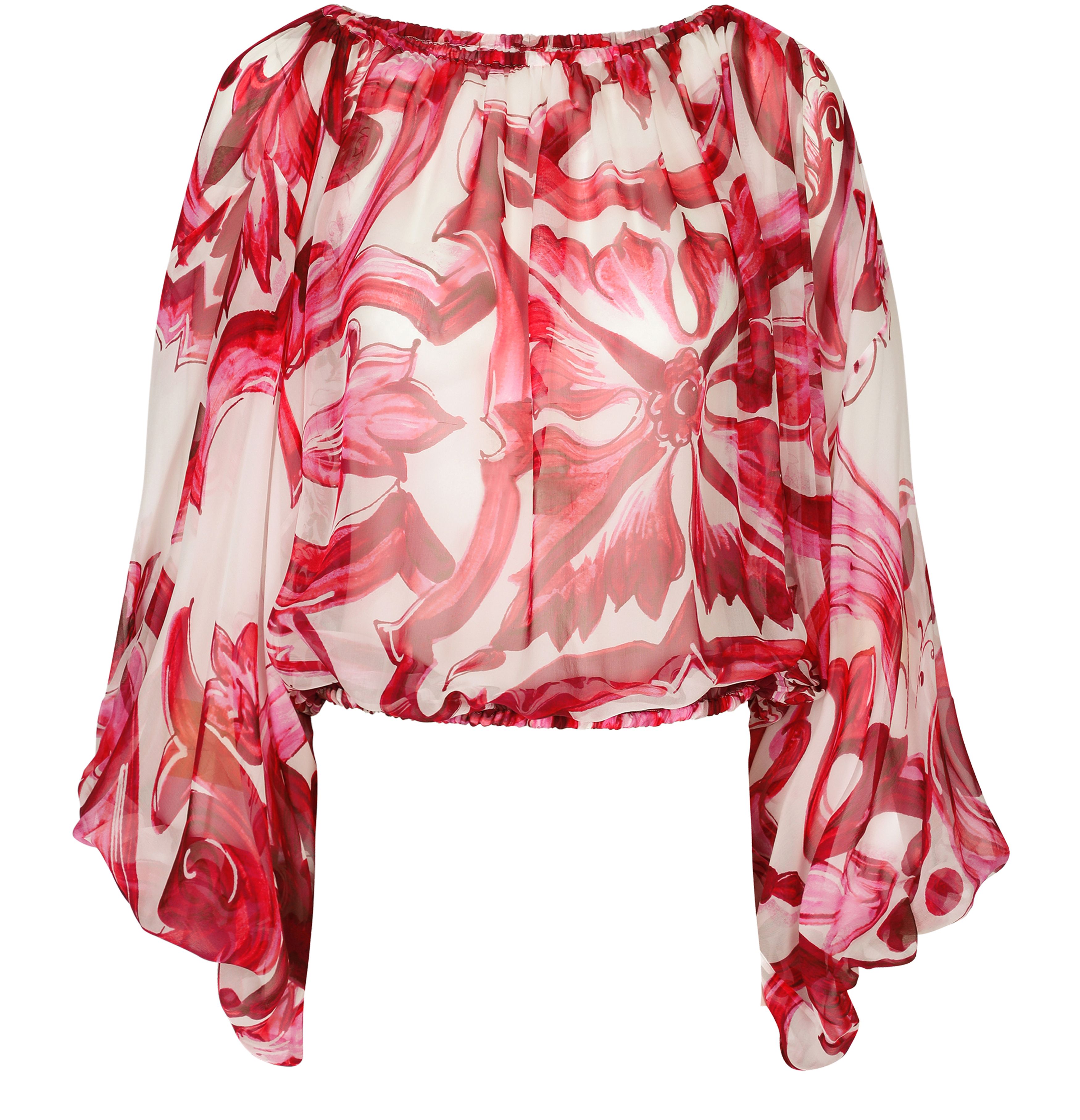 Dolce & Gabbana Chiffon Top in Majolica Print