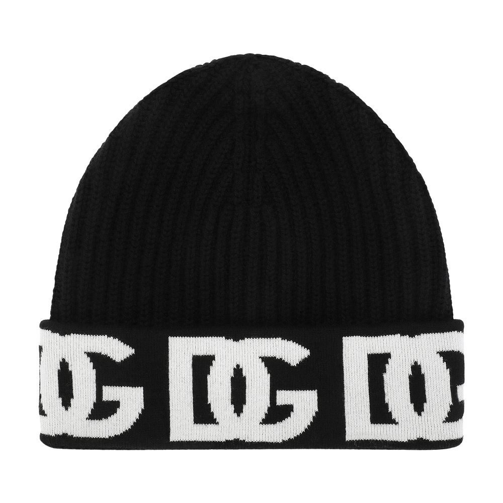 Dolce & Gabbana Cashmere hat with jacquard DG logo