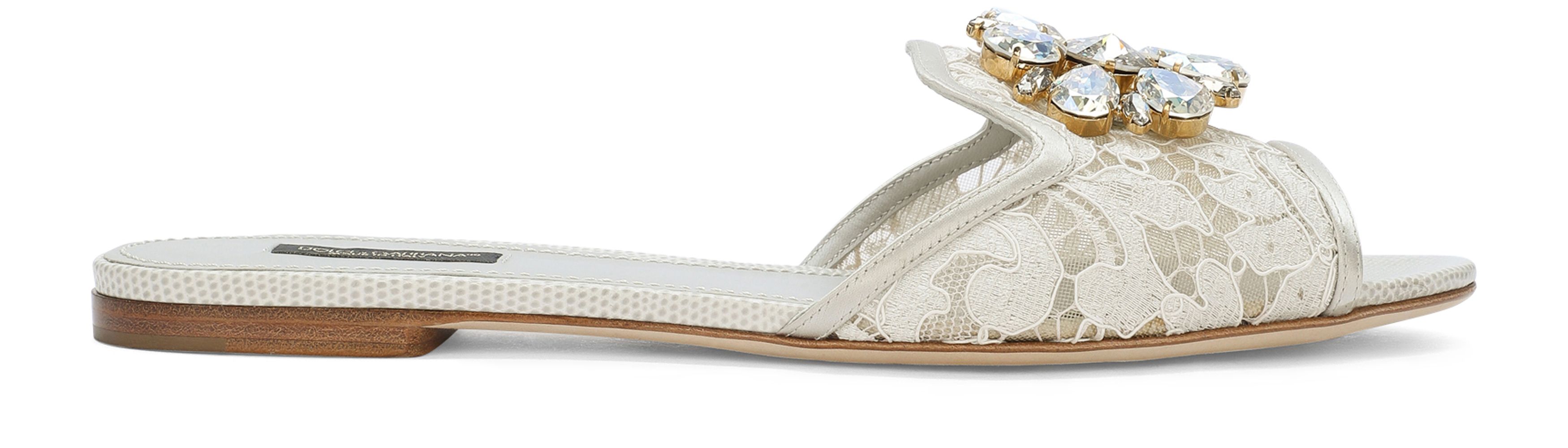 Dolce & Gabbana Rainbow lace slides with brooch detailing