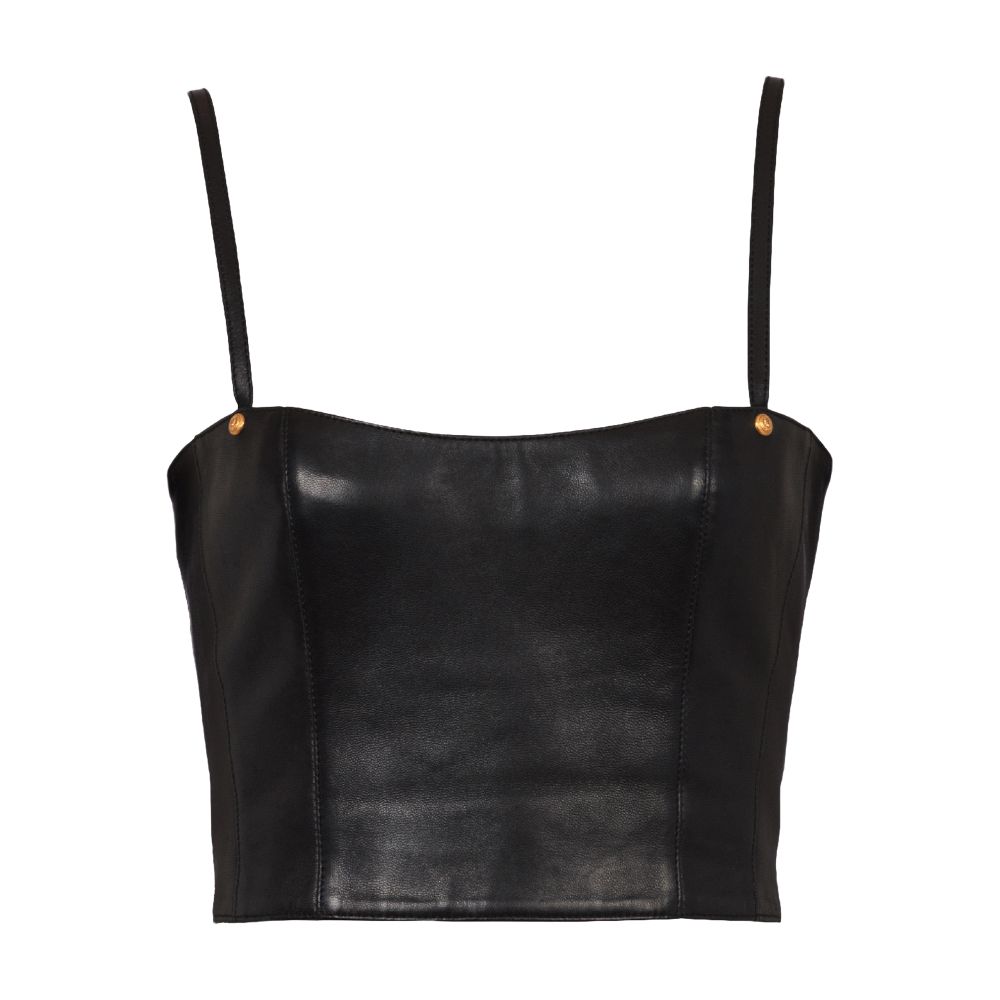 Balmain Leather Top with Thin Shoulder Straps