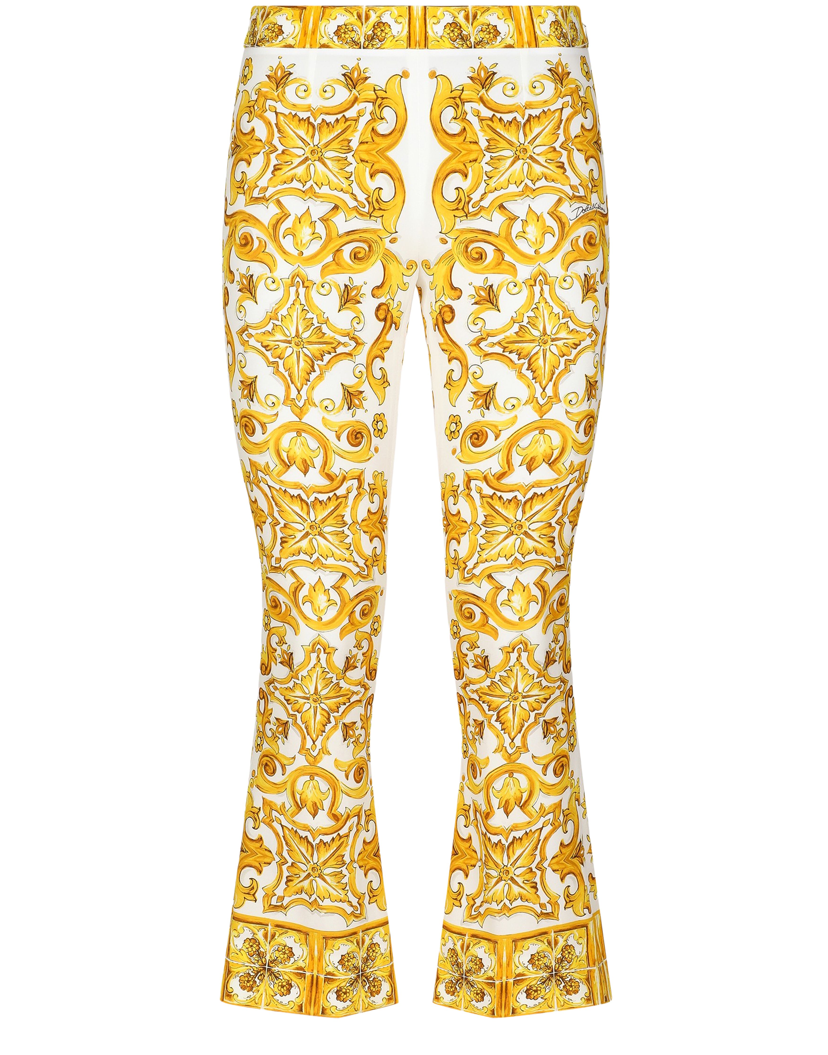 Dolce & Gabbana Majolica trumpet-leg silk pants