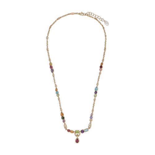 Dolce & Gabbana 18kt yellow gold necklace with multicolored fine gemstones