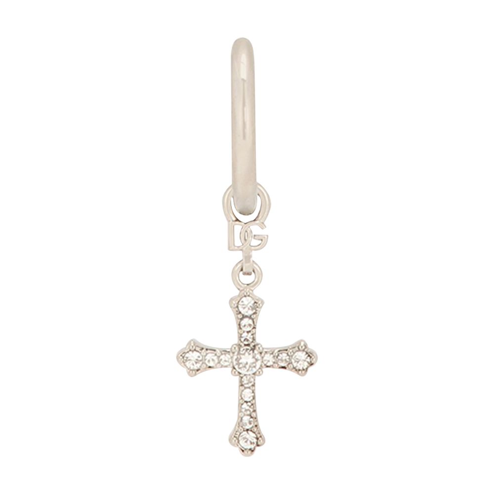 Dolce & Gabbana single cross earring with "DNA" rhinestones