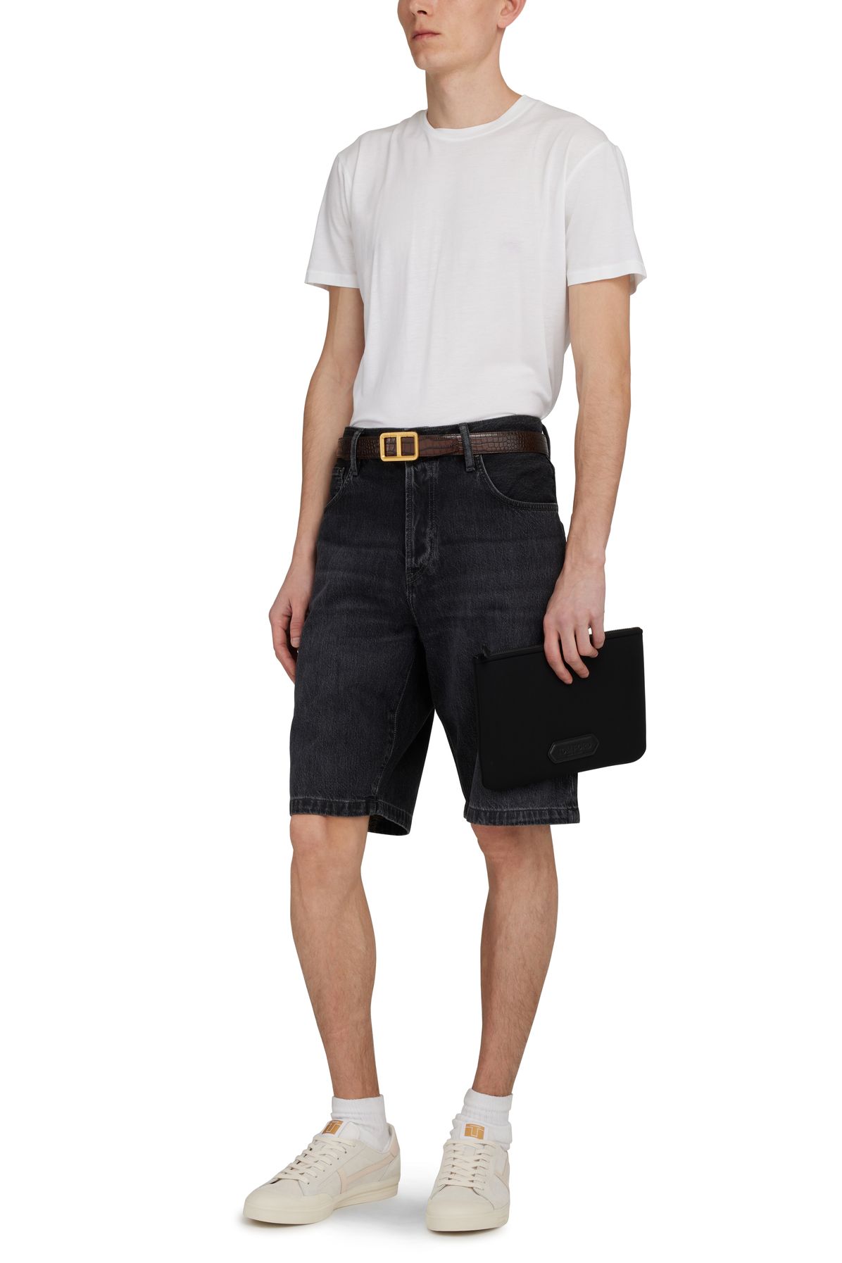 Tom Ford Alligator embossed leather T belt