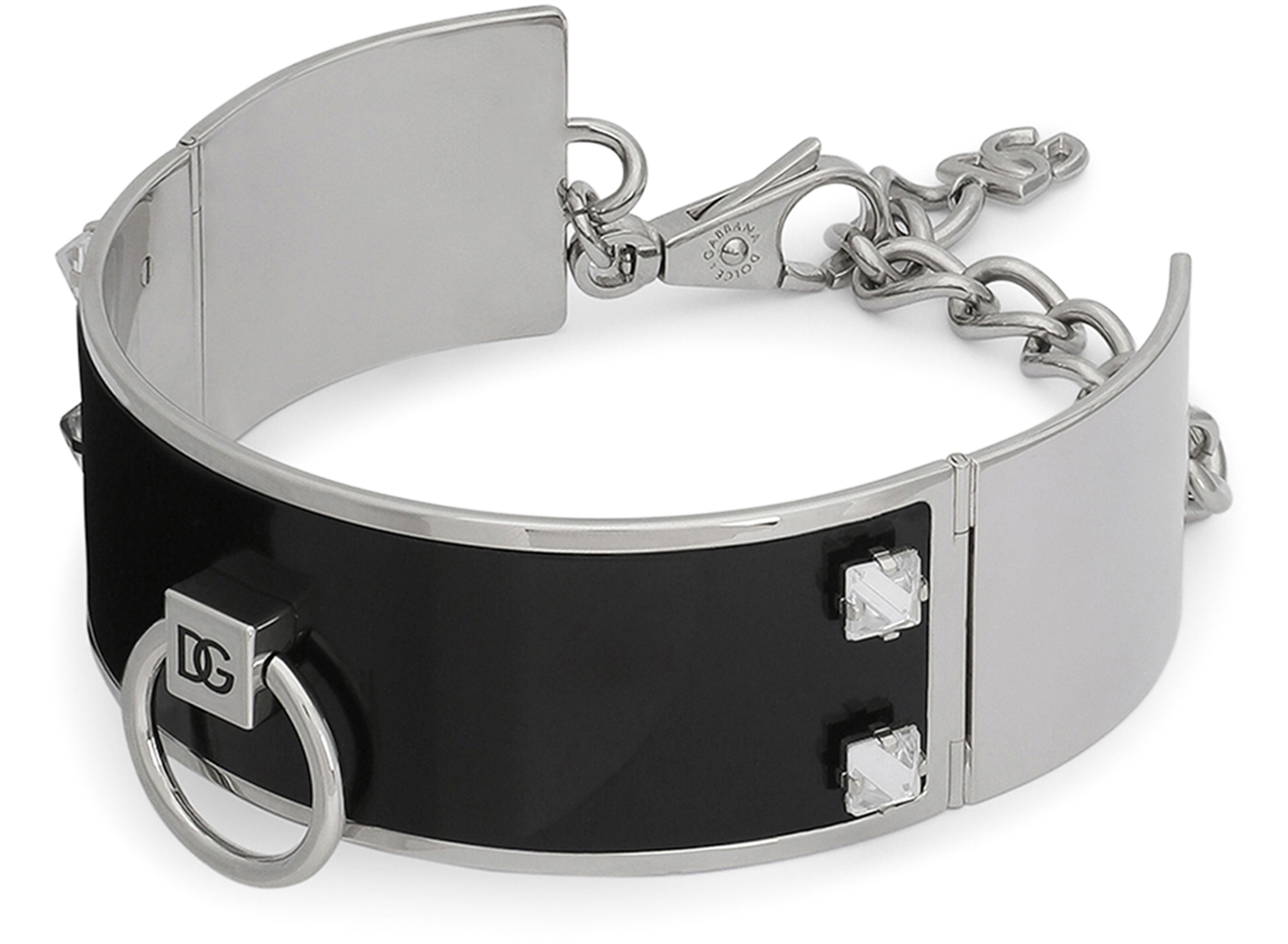 Dolce & Gabbana Leather and brass rigid bracelet