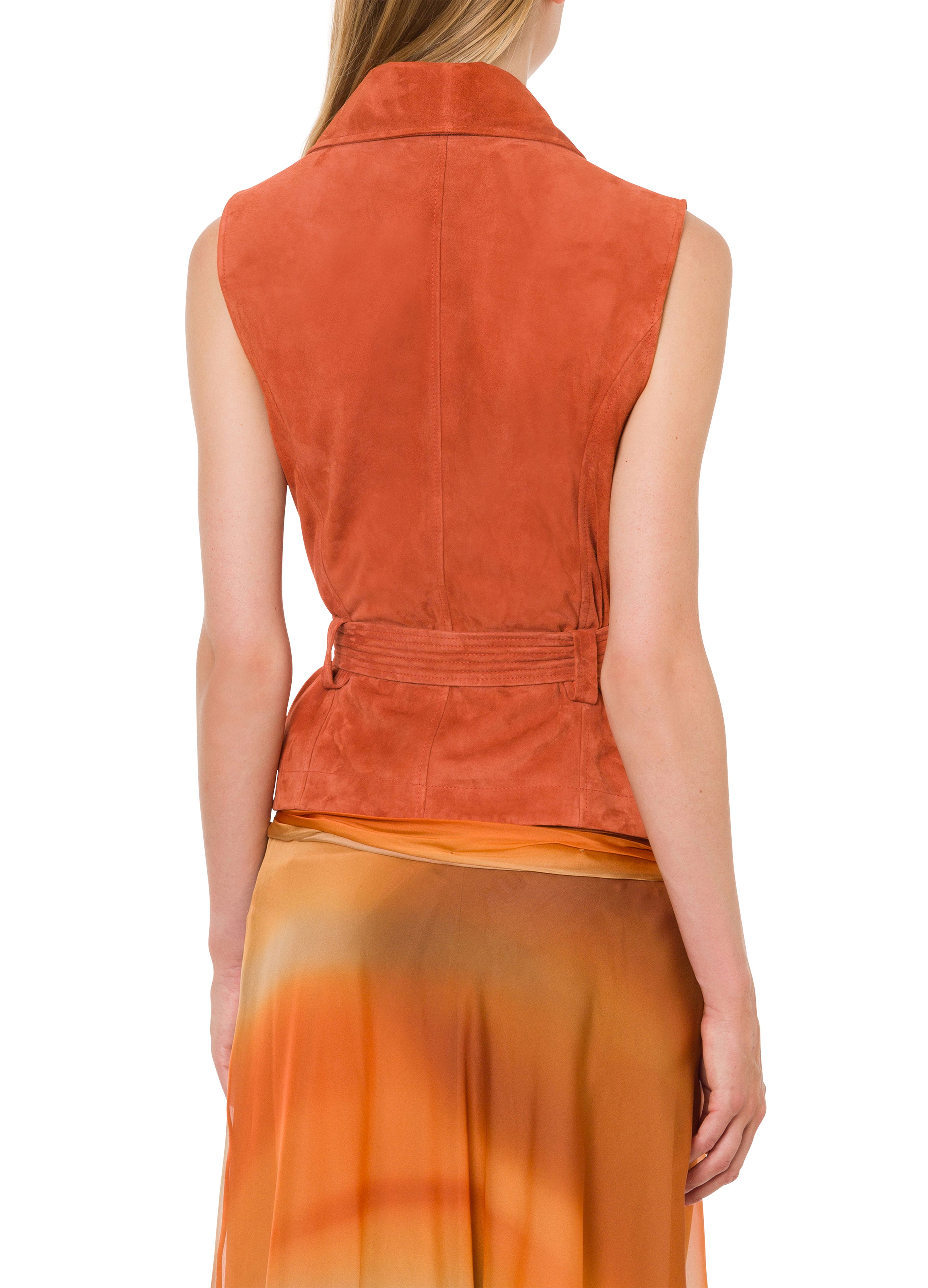 Alberta Ferretti Suede waistcoat with sash