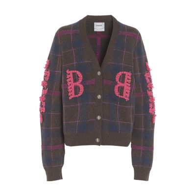 Barrie Tartan cashmere cardigan with B logo