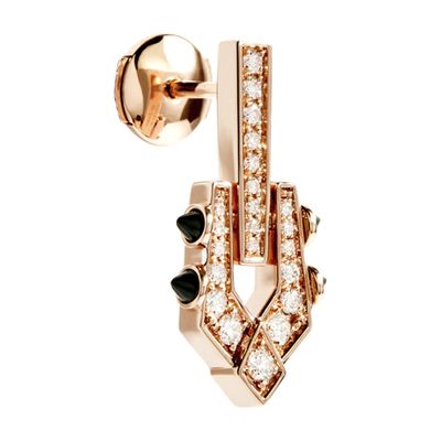  Spike diamond, 18-carat rose gold and black agate earring