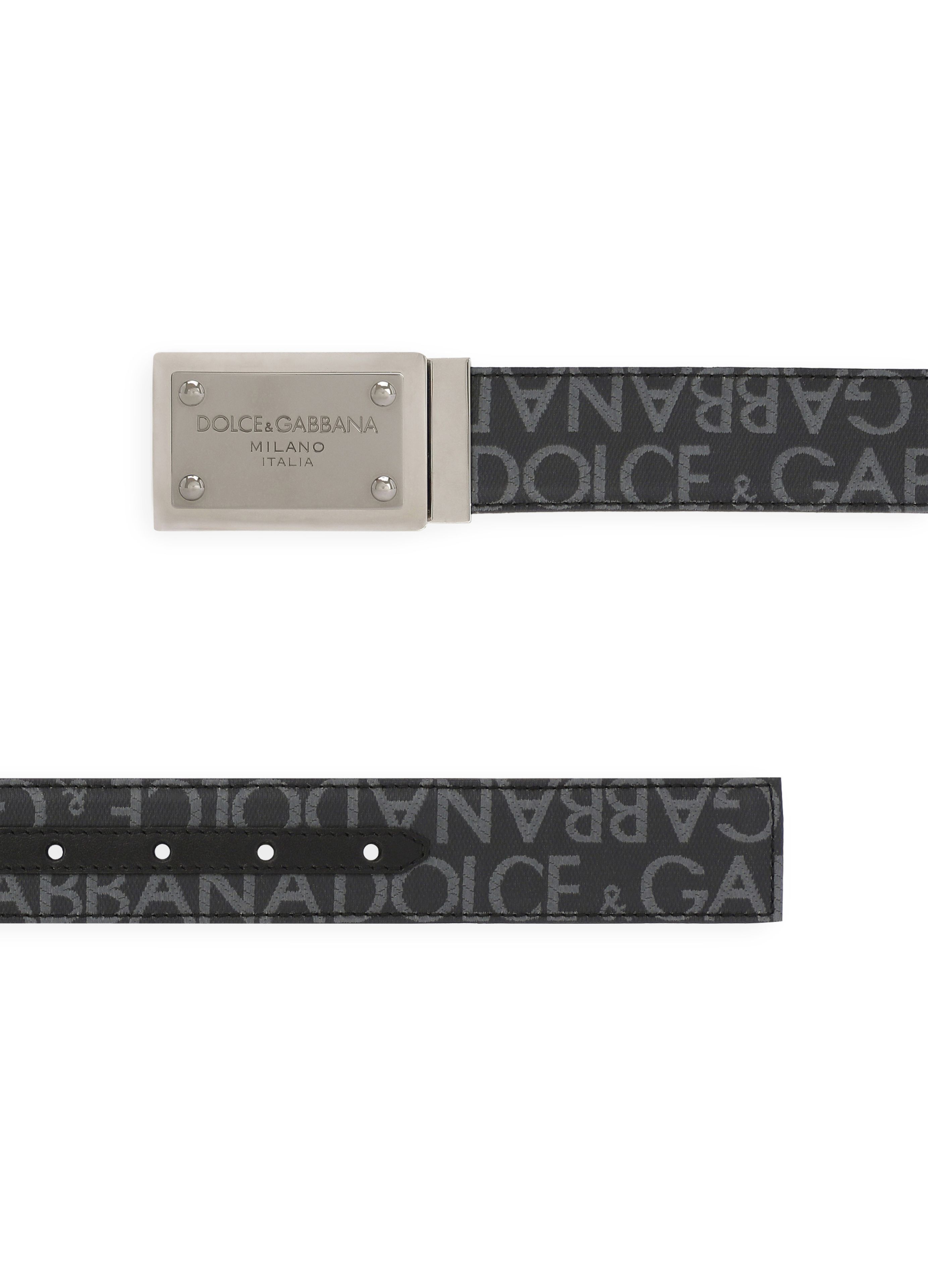 Dolce & Gabbana Coated jacquard belt with logo tag